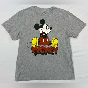 Disney Mickey Mouse T-Shirt Size L Gray Retro Cartoon Graphic Womens